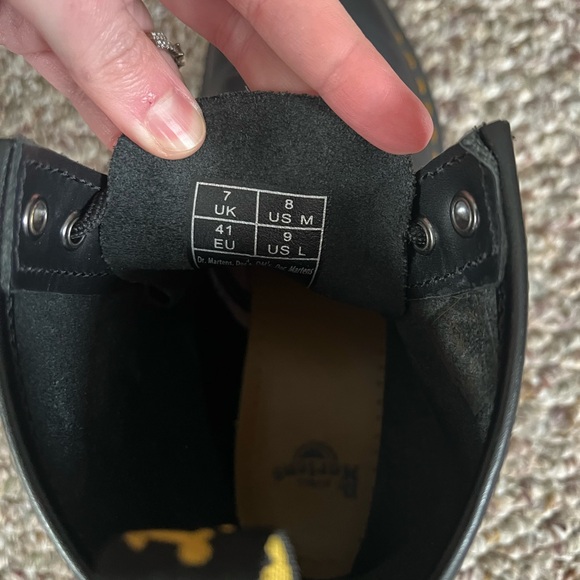 Dr. Martens Black Leather Boots with Yellow Stitching - Picture 3 of 4